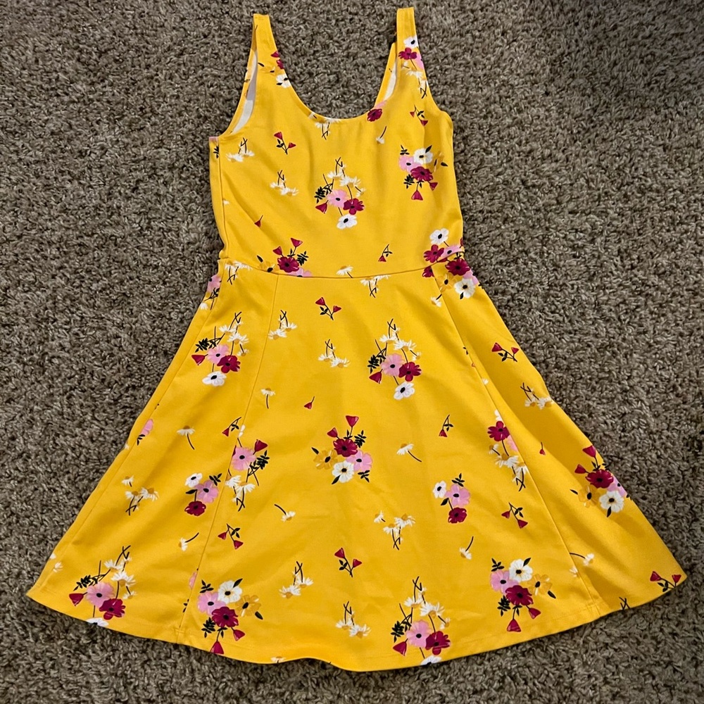 H&M Yellow Floral Midi Dress